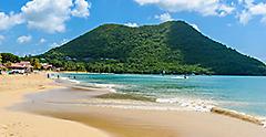 Reduit Beach - Tropical coast on the Caribbean island of St. Lucia. 