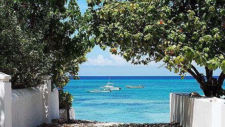 The street with a sea view in Cockburn town on Grand Turk island, Turks & Caicos.
